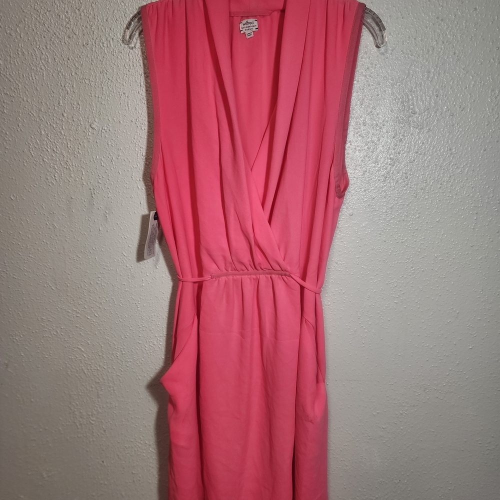 Wilfred Pink Sleeveless Wrap Midi Dress
